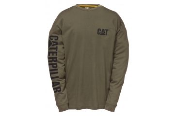 Image of Caterpillar Trademark Banner Long Sleeve T-Shirt, Army Moss, Small 1510034-10639-S