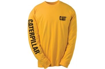 Image of Caterpillar Trademark Banner Long Sleeve T-Shirt, Yellow, Small 1510034-555-S