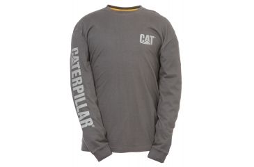 Image of Caterpillar Trademark Banner Long Sleeve T-Shirt, Dark Shadow, Medium 1510034-88F-M