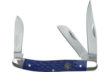 Image of Cattleman'S Cutlery Signature Stockman Blue Folding Knife, Satin 3Cr13 SS Clip, Sheepsfoot, Spey Blades, Blue Jigged Delrin Handle, SS Bolster, Inlay Shield, Blue, CC0001JBL