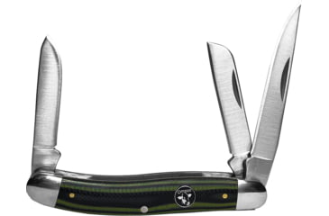 Image of CattlemanS Cutlery Cowhand Stockman Green Folding Knife, Satin finish 3Cr13 stainless clip, sheepsfoot, and, Black and green G10 handle, CC0001GGN
