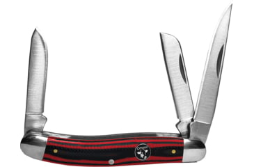 Image of CattlemanS Cutlery Cowhand Stockman Red Folding Knife, Satin finish 3Cr13 stainless clip, sheepsfoot, and, Black and red G10 handle, CC0001GRD