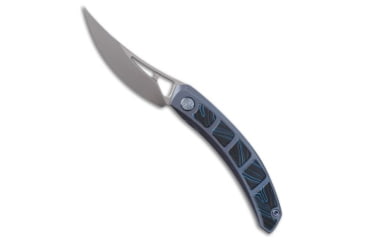 Image of Cavol Knives Kamasu Folding Knife, 3.55in, Bohler M390 Stainless Steel, Trailing Point Blade, G-10, Titanium, Black/Blue Handle, Black/Blue/Gray, 8.47 inch, BHQ-197908