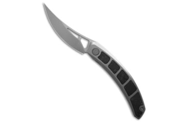 Image of Cavol Knives Kamasu Folding Knife, 3.55in, Bohler M390 Stainless Steel, Trailing Point Blade, Titanium, Carbon Fiber, Black/Gray Handle, Black/Gray/Gray, 8.47 inch, BHQ-199054