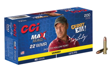 Image of CCI Ammunition Maxi-Mag .22 Winchester Magnum 40 Grain JHP Brass Rimfire Ammo, 200 Rounds, 958