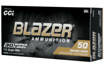 Image of CCI Ammunition 30 Super Carry 115 Grain FMJ Brass Centerfire Pistol Ammo, 50 Rounds, 5205