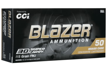 Image of CCI Ammunition 30 Super Carry 115 Grain FMJ Brass Centerfire Pistol Ammo, 50 Rounds, 5205