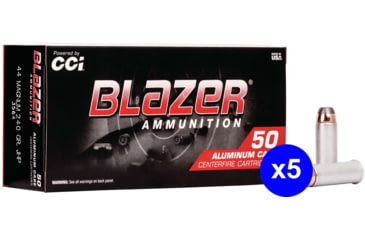Image of CCI Ammunition Blazer Aluminum .44 Magnum 240 Grain Jacketed Hollow Point Centerfire Pistol Ammo, 250 Rounds
