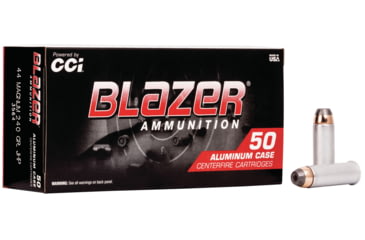 Image of CCI Ammunition Blazer .44 Magnum 240 Grain Jacketed Hollow Point Aluminum Centerfire Pistol Ammo, 50 Rounds, 3564