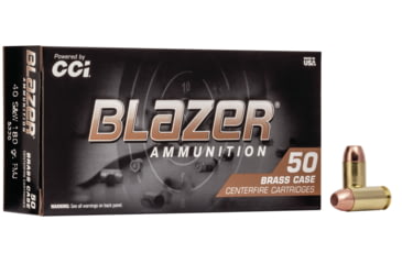 Image of CCI Ammunition Blazer, .40 S&amp;W, 180 Grain, FMJ, Brass Case, Brass Centerfire Pistol Ammo, 50 Rounds, 5220
