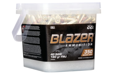 Image of CCI Ammunition Blazer Brass .40 S&amp;W 180 grain Full Metal Jacket Flat Nose Centerfire Pistol Ammo, 350 Rounds, 5220B350
