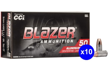 Image of CCI Ammunition Blazer Clean-Fire 9mm Luger 147 Grain Total Metal Jacket Centerfire Pistol Ammo, 500 Rounds