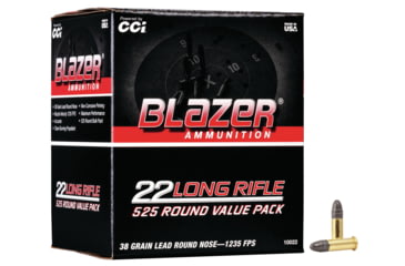 Image of CCI Ammunition Blazer Rimfire .22 Long Rifle 38 Grain Lead Round Nose Rimfire Ammo, 525 Rounds, 10022