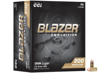 Image of CCI Ammunition Blazer 9mm Luger 115 Grain FMJ Brass Pistol Ammunition