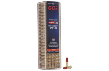 Image of CCI Ammunition Clean-22 Red .22 Long Rifle 40 Grain Lead Round Nose Rimfire Ammo, 100 Rounds, 944CC