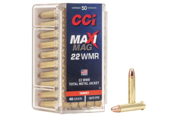 Image of CCI Ammunition Maxi-Mag .22 Winchester Magnum Rimfire 40 Grain Total Metal Jacket Rimfire Ammo, 50 Rounds, 23