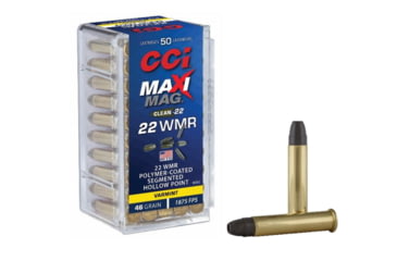 Image of CCI Ammunition Maxi-Mag .22 Winchester Magnum 46 Grain Segmented HP Brass Rimfire Ammo, 50 Rounds, 972CC