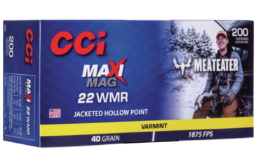 Image of CCI Ammunition MeatEater Series Maxi-Mag .22 Winchester Magnum Rimfire 40 grain Jacketed Hollow Point Rimfire Ammo, 200 Rounds, 958ME
