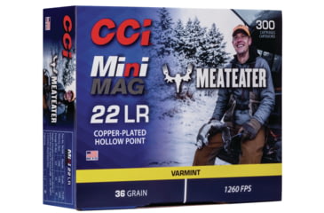 Image of CCI Ammunition MeatEater Series Mini-Mag .22 Long Rifle 36 grain Copper Plated Hollow Point Rimfire Ammo, 300 Rounds, 962ME