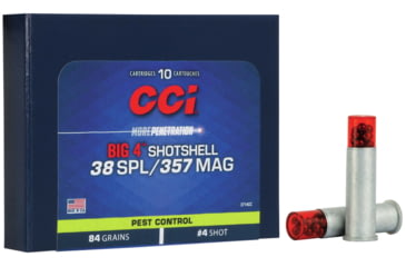 Image of CCI Ammunition Pest Control Big 4 Shotshell .357 Magnum/ .38 Special 84 Grain Brass Centerfire Pistol Ammo, 10 Rounds, 3714CC