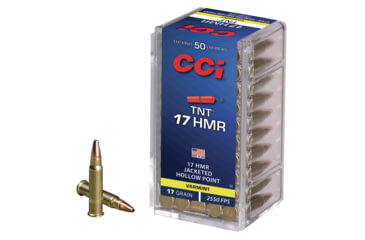 Image of CCI Ammunition TNT .17 Hornady Magnum Rimfire 17 Grain TNT Jacketed Hollow Point Rimfire Ammo, 50 Rounds, 53