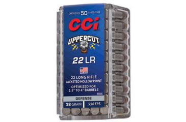 Image of CCI Ammunition Uppercut .22 Long Rifle 32 Grain Jacketed Hollow Point JHP Nickel Plated Rimfire Ammo, 50 Rounds, 960CC