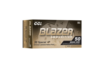 Image of CCI Ammunition Blazer .38 Special +P 125 Grain Jacketed Hollow Point Brass Cased Pistol Ammo, 50 Rounds, 5338