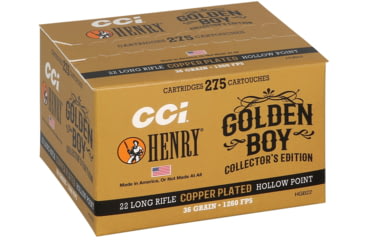 Image of CCI Ammunition Henry Golden Boy Edition .22 Long Rifle 36 Grain Copper Plated Hollow Point Rimfire Ammo, 275 Rounds, HGB22