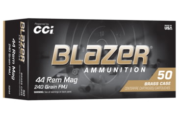 Image of CCI Ammunition Blazer .44 Remington Magnum 240 Grain Full Metal Jacket Brass Cased Pistol Ammo, 50 Rounds, 5244