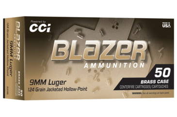 Image of CCI Pistol Ammo Blazer Brass 9Mm 124 Jhp 50/10, 5246, 187444