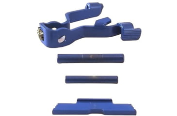 Image of Centennial Defense Systems Extended Control Kit w/Mag Release for Gen 5 Glock, Serrated, 2 Pins, Blue, 40347