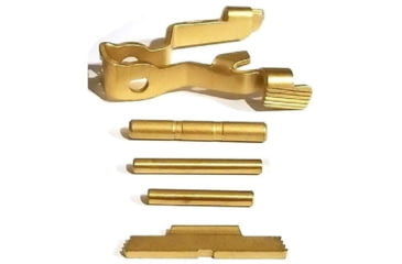 Image of Centennial Defense Systems Extended Control Kit w/Mag Release for Gen 5 Glock, Serrated, 3 Pins, TiN, Gold, 40373