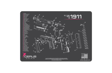 Image of Cerus Gear 3mm Promats 12&quot;x17&quot; 1911 Schematic Char Gray, CERHM1911SCHPNK