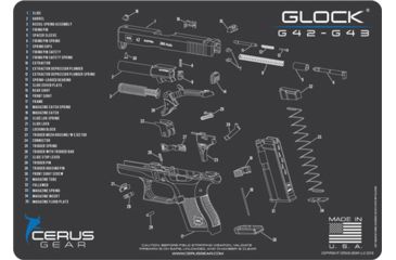 Image of Cerus Gear 3mm Promats 12''x17'' Glock 42/43 Schematic Char Gry
