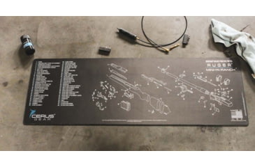 Image of Cerus Gear RUGER MINI 14 RANCH SCHEMATIC RIFLE MAT - CHARCOAL GREY/CERUS BLUE, 12 X 36 4E007E19