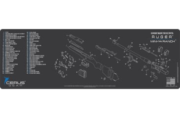 Image of Cerus Gear RUGER MINI 14 RANCH SCHEMATIC RIFLE MAT - CHARCOAL GREY/CERUS BLUE, 12 X 36 4E007E19