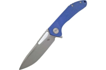 Image of CH Knives Linerlock Blue Folding Knife, 3.63 stonewash finish D2 tool steel blade, Blue sculpted G10 handle, CH3509BLUE
