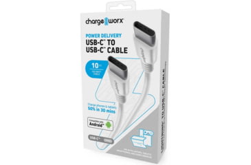 Image of Chargeworx PD Cable, USB-C to USB-C, 10ft, White, CHA-CX4641WH