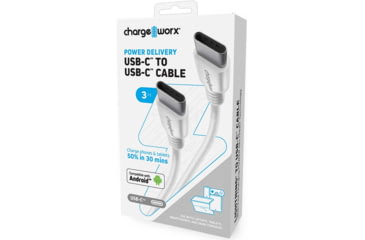 Image of Chargeworx PD Cable, USB-C to USB-C, 3ft, White, CHA-CX4639WH