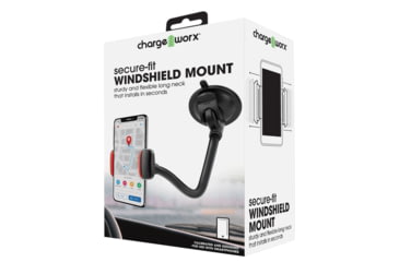 Image of Chargeworx Secure Fit Windshield Phone Mount, Black, CX9929BK