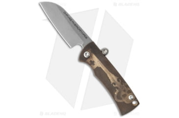 Image of Chaves Knives American Made Redencion Friction Folding Knife, 2.25in, CPM S35VN Stainless Steel, Sheepsfoot Blade, Brass Brass/Bronze Handle, Gray/Brass/Bronze, 5.125in, BHQ-36683