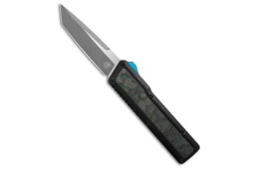 Image of Chaves Knives Chaves Dissident OTF Tanto Knife Black Battleworn Al/Kelp Carbon Fiber 3.8" SW, Black/Blue/Green, Bohler M390, adult, BHQ-235794