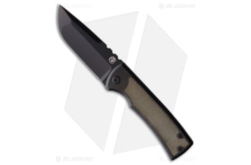 Image of Chaves Knives Redencion 229 Folding Knife, 3.63in, Bohler M390 Stainless Steel, Drop Point Blade, Micarta, Titanium Green Handle, w/ Inlays On Both Sides, Black/Green, 8.22in, BHQ-194009