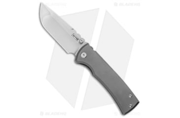 Image of Chaves Knives Redencion 229 Folding Knife, 3.63in, Bohler M390 Stainless Steel, Drop Point Blade, Titanium Gray Handle, w/ Hand Satin, Steel/Gray, 8.22in, BHQ-102160