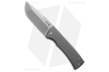 Image of Chaves Knives Redencion 229 Folding Knife, 3.63in, Bohler M390 Stainless Steel, Drop Point Blade, Titanium Gray Handle, w/ Kickstop, Steel/Gray, 8.25in, BHQ-182083