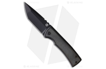 Image of Chaves Knives Redencion 229 Folding Knife, 3.63in, Bohler M390 Stainless Steel, Tanto Blade, Micarta, Titanium Black Handle, w/ Inlays On One Sides, Black/Black, 8.22in, BHQ-194010