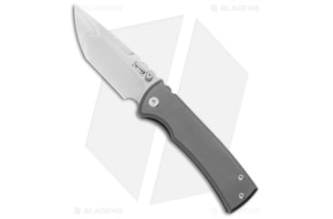 Image of Chaves Knives Redencion 229 Folding Knife, 3.63in, Bohler M390 Stainless Steel, Tanto Blade, Titanium Gray Handle, w/ Belt Satin, Steel/Gray, 8.22in, BHQ-102163
