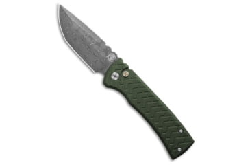 Image of Chaves, Pro-Tech Chaves Knives Redencion Automatic Knife Tread Green Aluminum 3.4" Damascus, Green, Damascus, adult, BHQ-233384