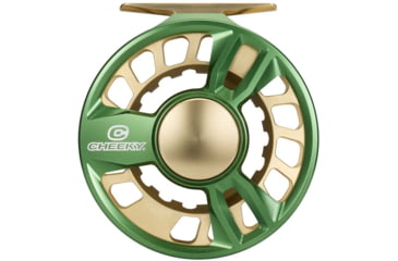 Image of Cheeky Fishing Limitless 375 Fly Reel, Green/Gold, 5-7 wt, 3.75 in diameter, C-LIM-375-RGG