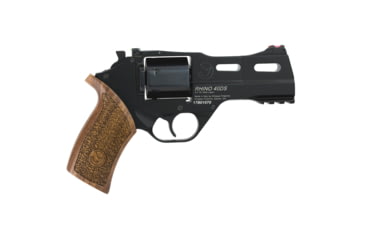 Image of Chiappa Firearms Rhino 40DS Revolver, 9mm Luger, 4in Barrel, Fixed Fiber Optic Front Sight, Black Frame, Wood Grip, 6 Round Cylinder, 340165
